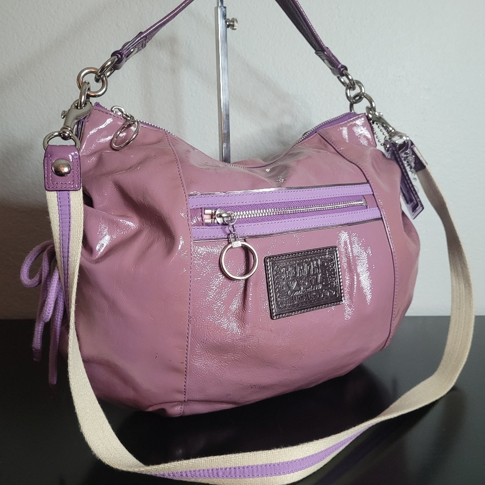 Coach Poppy Patent Leather Jazzy Convertible Shoulder Bag/ Crossbody Bag - Picture 2 of 16